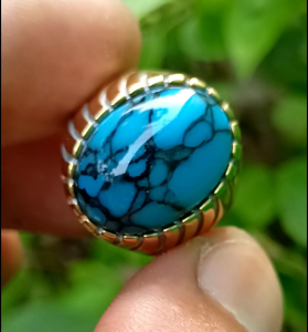 CINCIN BATU PIRUS BIRU TOZKA SERAT TALI HITAM TOP QUALITY