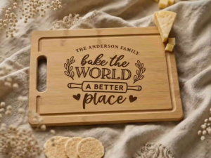 Personalized Bamboo Chopping Board Custom Name Engraved Wooden Cutting Board with Stainless Steel Handle Gift | CONY