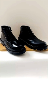 Sepatu PDH Pantofel Pria Dinas Kerja Harian Kantoran Pesta Polri TNI Security Satpam Basic Hitam Glossy
