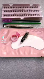 PAKET Bulu mata Tanam Eyelash Extension EXTRA LENTIK CURLY 7 in 1 Dengan STRONG GLUE Tahan 2-4 Minggu