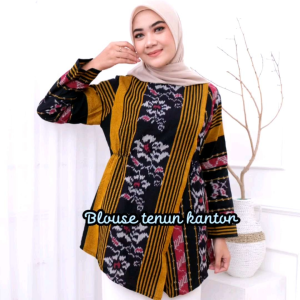 INARA Baju tenun kantor wanita modern terbaru 2025 atasan tenun kerja size M - XXL Blouse tenun etnic warna cerah rashashi