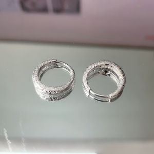 11mm 1 chiếc khuyên tai bạc tròn cát cho nam nữ không gắn đá