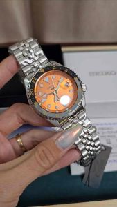 ĐỒNG HỒ NAM CHÍNH HÃNG Seiko SSK005K1 Automatic Sport BATMAN GMT Orange Dial Silver Stainless Steel For Men