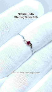 Natural Ruby Sterling Silver 925 Ring Cincin Perak Delima Asli Original