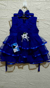 Gaun Bayi Perempuan Usia 6-12 Bulan Warna Biru Elektrik