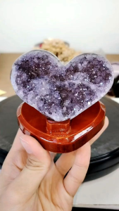 Natural High Grade Uruguay Rainbow Amethyst Crystal Heart Shape Ornament AH06