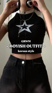 SH - COD Crop Top Wanita Terava Knit Rib Korean