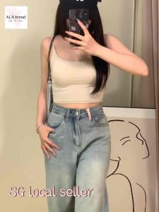 【SG stock】 Premium Slim straps Ice silk bralette/seamless crop bra top/wireless bra/tube top/singlet/camisole B35