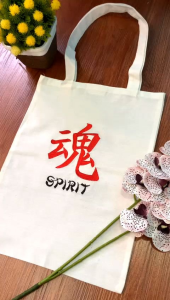 Totebag Bordir Kanji Spirit size 30x40 cm