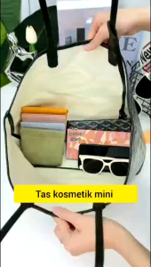 POUCH TAS MAKE UP KULIT PU MINI PENYIMPANAN SERBAGUNA