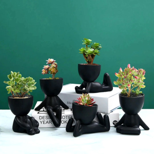 T.Ph Nordic Creative Cute Ceramic Pot Mini Human-Shaped Succulent Flowerpot for Home Office Decoration Plantitas Plants