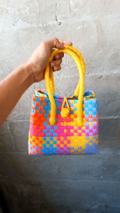 TAS ANYAMAN PLASTIK HANDBAG PATTY SIZE XS YELLOW MIX COLOR