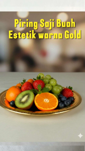 Piring Saji Buah Buahan Kue Piring Mewah Gold 16Cm Bahan Tembaga