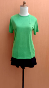 atasan kaos wanita olah raga hijau L cewek lengan pendek blouse gym santai