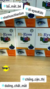 Viên nhai bổ mắt Hi-Eyes kids -Tăng cường thị lực và phòng ngừa cận thị cho trẻ [Hộp 60v]