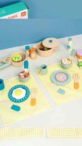 Kabi Cooking Time Pretend Play Toys Kitchen Cooking set Wooden Toys Accessories Girls Boys Kitchen