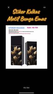 Stiker Kulkas 1 Pintu dan Sticker Kulkas 2 Pintu Bunga Emas