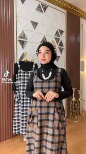 Terbaru ZEYN Overal Flanel Wanita / Overal Flanel Jumpsuit Wanita / Overal Dress Terbaru Wanita