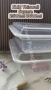 [ISI 25 PCS] Thinwall KLIR Square 2500ml 3600ml / Kotak Plastik Persegi / Tempat Makan / Plastik Bekal Sekali Pakai