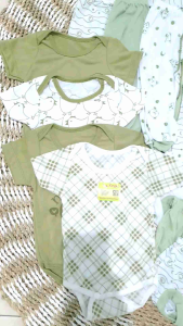 Baju Bayi Baru Lahir Baju Newborn Baju Bayi Warna Sage Full Set dengan Jumper SNI dan Bedong Instan SNI