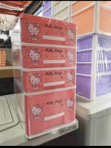 Hello Kitty 3/4/5 Layer Mini Drawer Storage Organizer Cute Plastic Cabinet Stackable
