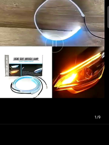 murah sepasang 2pcs lampu alis running slim flexibel 2 warna sen running kuning dan senja biru ukuran 30 cm