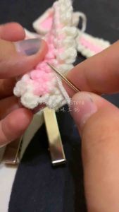 Xiaoyu Mami Store handmade crochet cat ears hairpins hair clips 1set2pcs