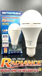MS-9809R Bohlam Sensor Cahaya UV Mitsuyama LED 9W LAMPU Light Sensor Radiance Cahaya Putih BAGUS KUALITAS TERBAIK