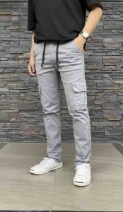 TPPJEANS กางเกงคาร์โก้เทาอ่อน ทรงสลิม เอวยาง เป้าซิป ผ้ายืด สบาย กระเป๋าข้าง กระเป๋าลึก รับชำระปลายทาง สี 28-36