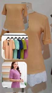 SUG เสื้อกลมแขนจับ 25 วินชั่น พลีทลาย อก 36-50 เพื่อไซส์พลีทยือ 50 บาทก่อนยืด 36-38