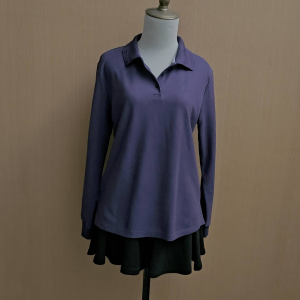 atasan kaos berkerah wanita ungu tua terong CROCODILE ladies L XL cewek lengan panjang polo shirt