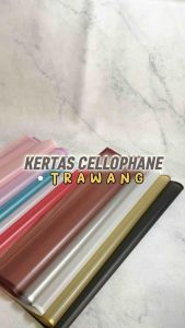 [5 LEMBAR] TRAWANG FULL COLOR CELLOPHANE 58CM X 58CM KERTAS BUNGA WRAP BUNGA KOREA PAPER
