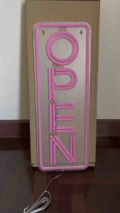ป้ายไฟ ป้ายไฟตัวอักษร ป้ายไฟร้าน ป้ายไฟOPEN ป้ายไฟนีออน ป้ายไฟวิ่ง ป้ายไฟLED-OPEN ทรงตั้ง สีชมพู1150บาท