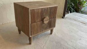 ตู้ลิ้นชัก ตู้ข้างเตียง 2 ลิ้นชัก ตู้ไม้สัก แนวบาหลี 50x40x50cmไม้สักแท้ ตู้หัวเตียง ชั้นไม้สัก วินเทจ Mid Century Modern Live Edge Nightstand