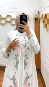 Gamis Ceruty Bordir Premium Terbaru Bunga Dress matt. Ceruty babydoll mix Bordir /Dres Muslimah kekinian 2024/Gamis Bordir Lebaran Murah Bestseller Busui Frendly /Fashion Muslim Terlaris/COD Panjang