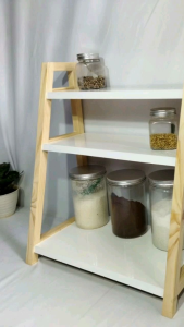 Rak bumbu dapur tempat penyimpanan bumbu dapur 3 susun serbaguna minimalis kayu jati belanda