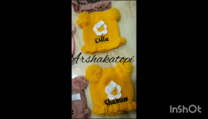 Kupluk Jambul Pompom Renda Bordir Nama Suka-suka