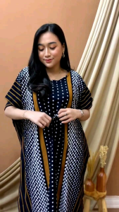 DASTER LOWO LONGDRESS KALONG STRIP POLKA LD 150CM RAYON TEBAL MUAT SAMPAI BB 100 KG BATIK PEKALONGAN