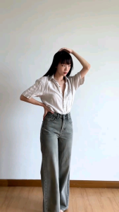 PLOWBRANDS Denim กางเกงยีนส์รุ่น "Percy jeans" Straight jeans high-waist ผ้ายีนส์ฟอก