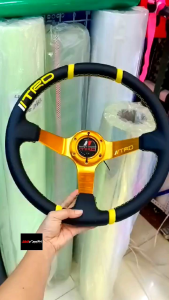 YELLOW TRD STEERING WHEEL TOYOTA Drifting DEEP DISH 350mm With Toyota Bosskit Adaptor