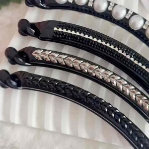 ‼️READY STOCK‼️(B103)Aesthetic Full Rhinestone/ Pearl 10cm Banana Hair Clip/ Korea Fashion Hair Clip/ Hair Accessories