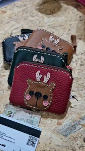 กวางน้อย กระเป๋าใส่เหรียญ หนังแท้ทั้งใบ ขนาด 3.5x4.5 นิ้ว