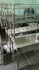 kệ inox mặt đá hoa cương kèm bồn 304