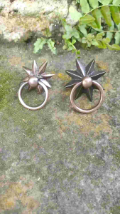 Tarikan Laci Lemari Kuningan Antik Motif Bintang 1 Pcs