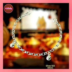 🌈AAbaby Galleries AA211 Original Baby S925 Silver Anklet Bracelet 2 Eye-Drum Bells (Rantai Kaki/Tangan/Gelang bayi)