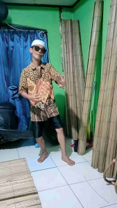 tirai krey bambu sawit gulung plus tali penggulung