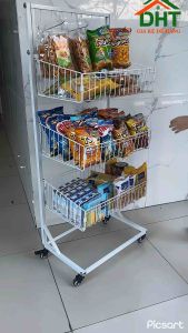 Kệ để hàng tạp hoá Kệ để đồ ăn vặt Kệ để hàng đa năng có bánh xe