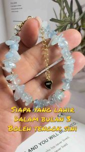 Natural Crystal Aquamarine Bracelet Accessories Gelang Tangan Kristal Suasa Emas