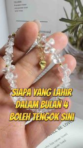 Natural Crystal Clear Quartz Bracelet Accessories Gelang Tangan Kristal Suasa Emas