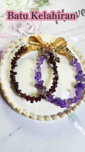Gelang Batu Kelahiran Bulan Hari Jadi Natural Crystal Birthstone Birthday Bracelet 生辰石手链碎石手链